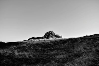 Scenic view of land against clear sky