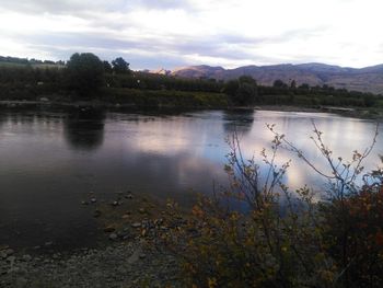 Scenic view of lake against sky