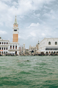 View of san marco belltower from grand canal, venice, italy