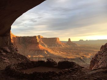 View of rock formations in desert
