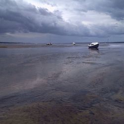 Scenic view of sea against cloudy sky