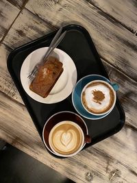 High angle view of coffee on table