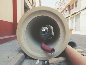 Close-up of tire in city