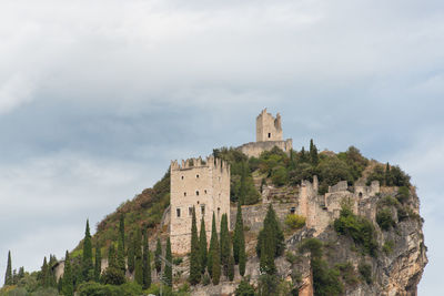 Low angle view of fort against sky