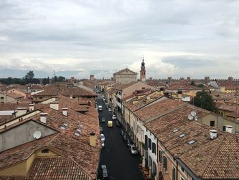 High angle view of townscape against sky