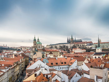 High angle view of townscape against sky