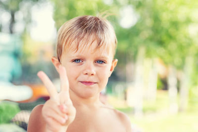 Portrait of shirtless boy