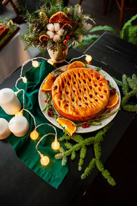 Close-up of food on table