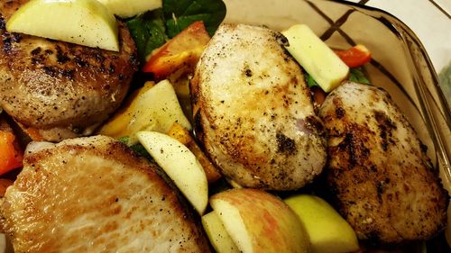 Close-up of food served in plate