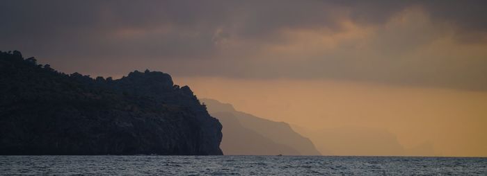 Scenic view of sea at sunset