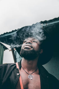 Portrait of man in car