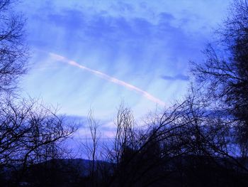 Low angle view of vapor trail in sky