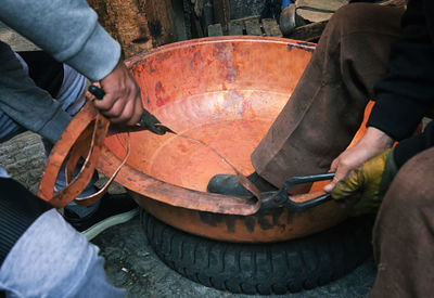 Low section of men working