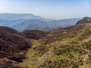 Scenic view of mountains against clear sky