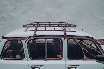 Close-up of old car window