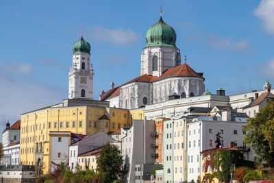 View at the towers of st. stephen's cathedral  in passau, bavaria, germany