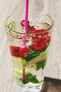 Close-up of drink on glass table