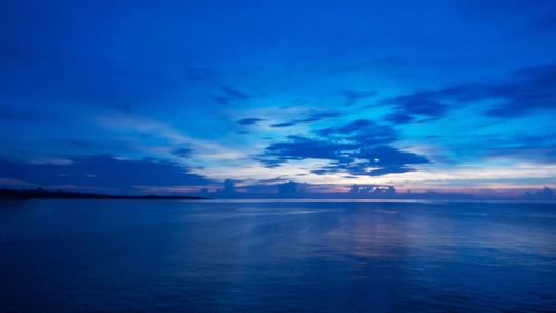 Scenic view of sea against cloudy sky