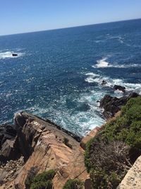 Scenic view of sea against clear sky