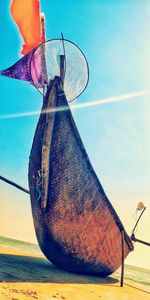 Close-up of fish on beach against sky