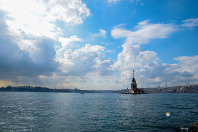 Scenic view of sea against cloudy sky