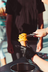 Close-up of woman eating food