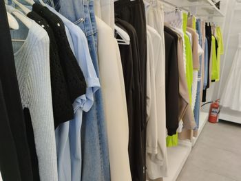 Clothes hanging in store