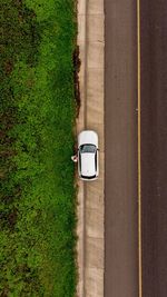 High angle view of bicycle on field