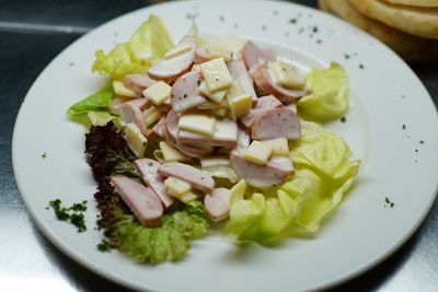 High angle view of meal served in plate