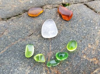 High angle view of stones on ground