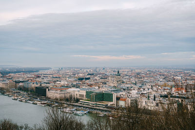 High angle view of townscape against sky