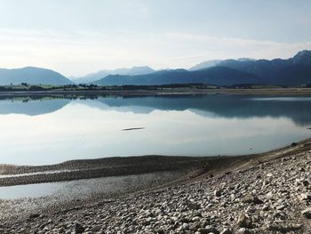 Scenic view of lake against sky