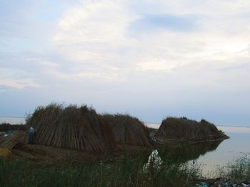 Scenic view of lake against sky