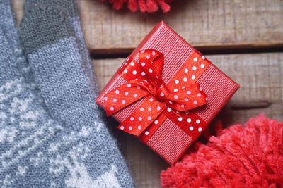 Close-up of red umbrella in box