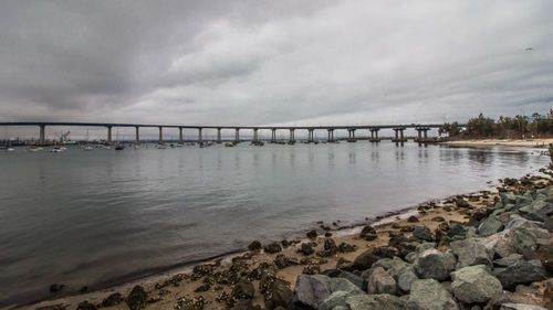 Bridge over sea against sky