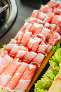 High angle view of fish on plate