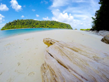 Scenic view of beach against sky