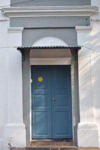 Closed door of building