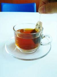 Close-up of tea in glass