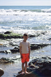 Full length of boy standing on beach