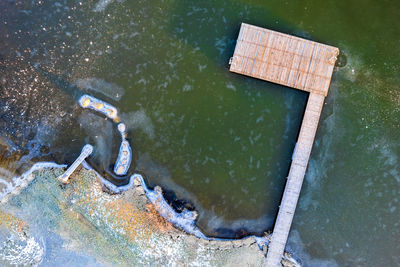 Aerial view of jetty at aichstrut reservoir