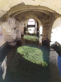 Reflection of built structure in water