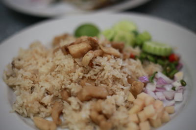 Close-up of meal served in plate