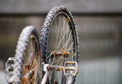 Close-up of bicycle wheel