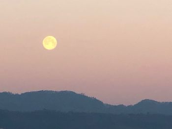 Scenic view of mountains against sky during sunset