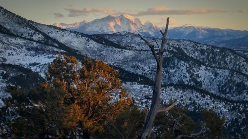 Scenic view of mountains during winter