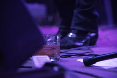 Low section of person on table