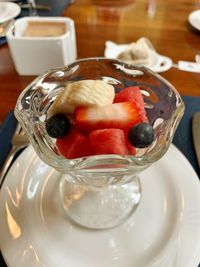 Close-up of dessert in plate on table