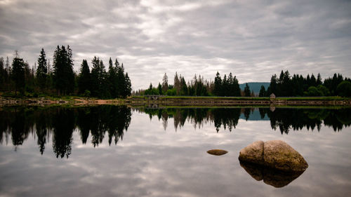 Scenic view of lake against sky