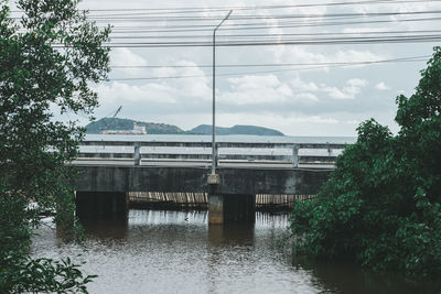 Bridge over river against sky